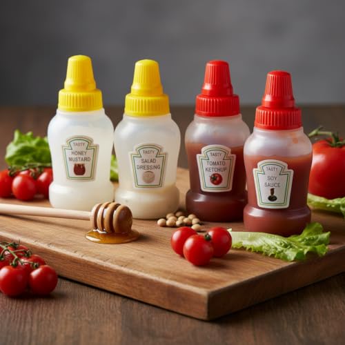 Enyolidimk Mini Ketchup Squeeze Bottles 4-Pack 25ml Refillable