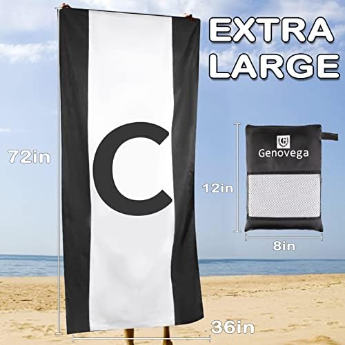 Genovega Oversized Monogrammed Microfiber Beach Towel - Quick Dry Sandproof