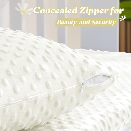 Entisn White Minky Dot Pillowcase 13x18, 2 Pack for Nursery