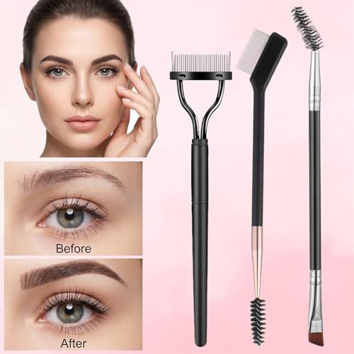 3-Piece Eyelash Separator and Eyebrow Brush Grooming Set
