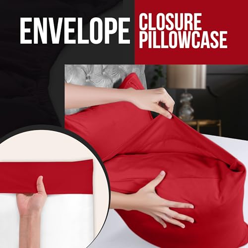 Utopia Bedding Standard Pillow Cases, Ultra Soft Brushed Microfiber, Red, 4-Pack