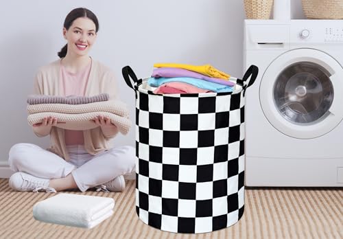 Racing Checkerboard Storage Basket for Boys - Foldable Toy Bin