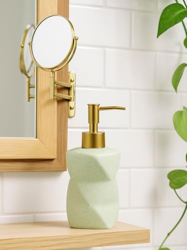 SHIIANN Matte Ceramic Soap Dispenser, 10oz Refillable Bottle - Mint Green