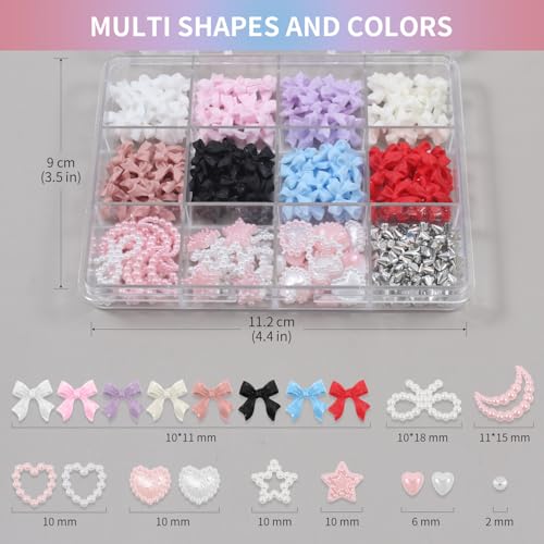 Artdone 3D Nail Art Charms and Studs Kit with Tweezers - 12 Grids