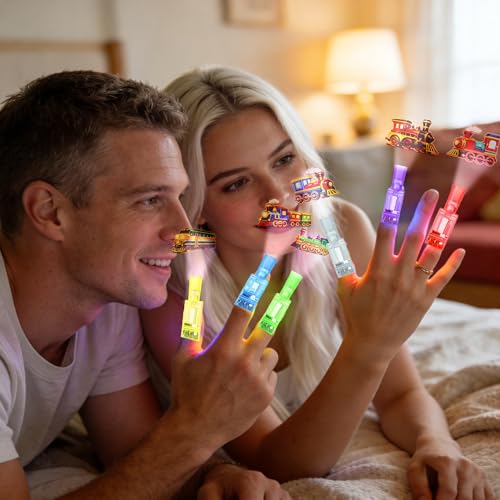 24PCS Train Party Favors Finger Lights - 8 Neon Designs for Goodie Bags