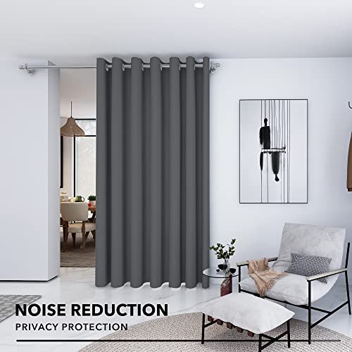 Deconovo Extra Wide Blackout Room Divider Curtain, 120"W x 96"L, Dark Grey