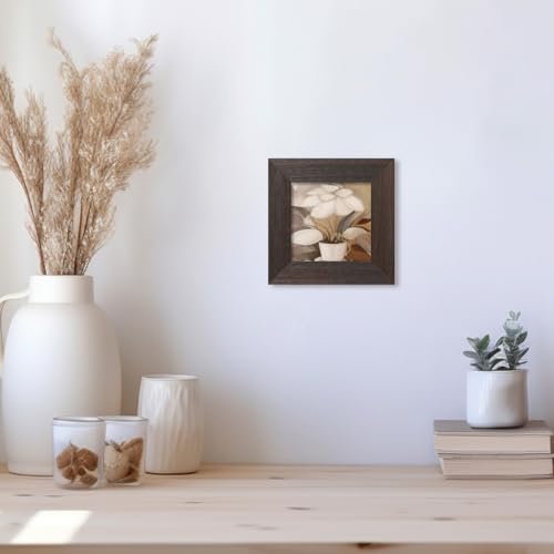 CORE ART 4x4 Picture Frame, Rustic Brown Solid Wood Farmhouse Decor