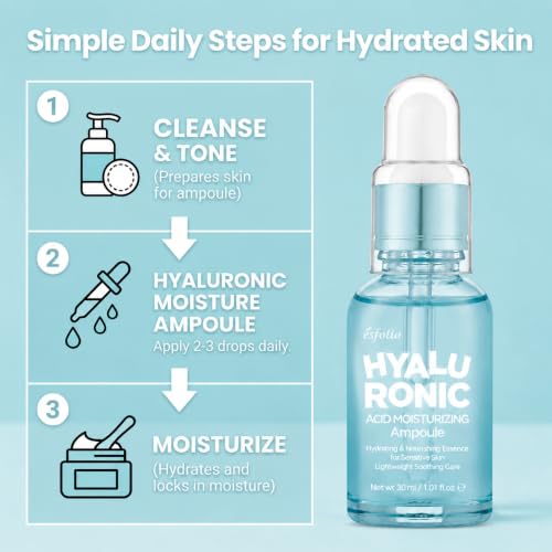Esfolio Hyaluronic Moisture Ampoule 30ml – Hydrating Korean Face Serum for Sensitive Skin