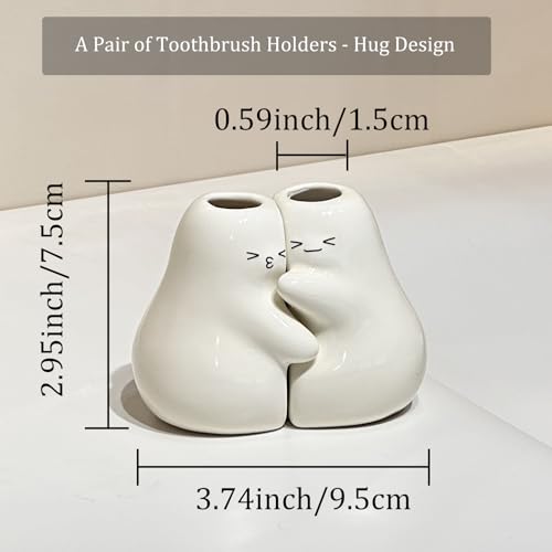 Cute Ceramic Toothbrush Holder Set - Pear Design for Bathroom
