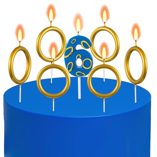 Conelist Gold Ring Birthday Candle Number 6 - 7 Piece Set