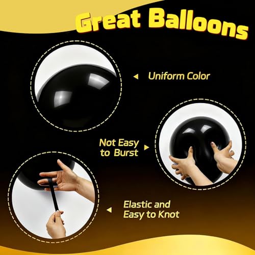 Black, Gold & White Balloons - 60PCS 12 Inch Confetti Set for Parties