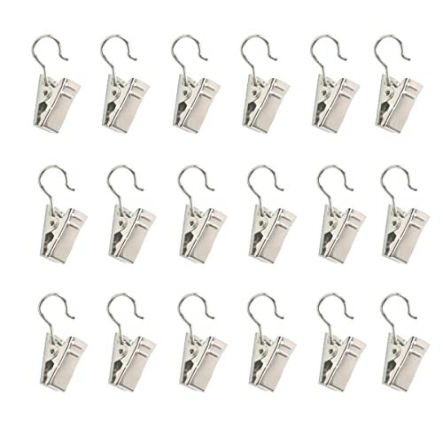 30 Pack Heavy Duty Curtain Clips with Hooks - Bright Silver