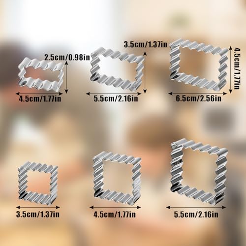 Stainless Steel Cookie Cutter Set - 6PCS Rectangle & Square Molds