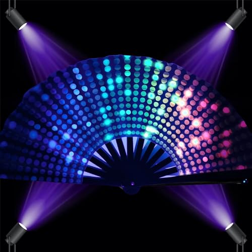 13'' UV Glow Folding Hand Fan for Parties & Festivals