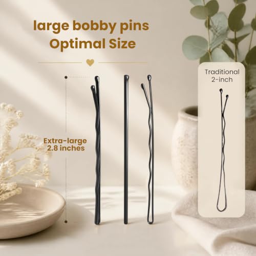 Dacovi Large Bobby Pins XXL 2.76 Inch with Storage Box - Black