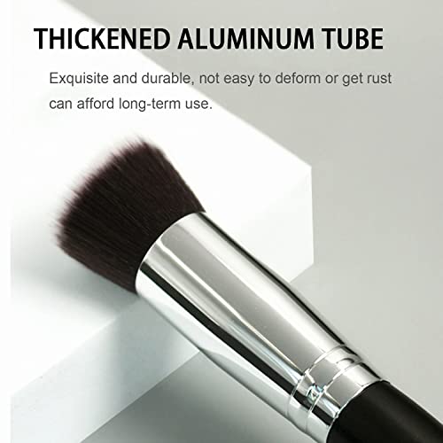 Flat Kabuki Foundation Brush - Soft Synthetic Makeup Brush for Liquid & Powder