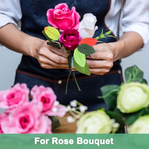 Gold Artificial Silk Leaf with Wire Stem - 20 Pack Faux Decorative Leaves