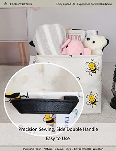 ONOEV Square Bumblebee Kids Nursery Storage Basket - Waterproof Cotton Canvas, Collapsible Toy & Clothes Organizer, 12.6x12.6 inches