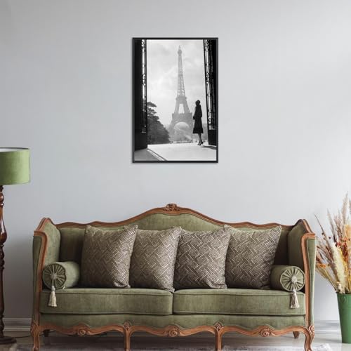 Trendy Black and White Eiffel Tower Canvas Poster – 8x12in