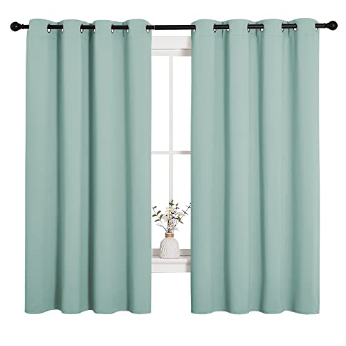 NICETOWN Aqua Blackout Curtain Panels 55x68 Inches, Pack of 2