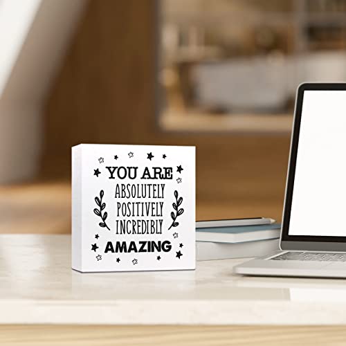 Inspirational Wooden Block Sign for Desk Decor - 5x5 Inches