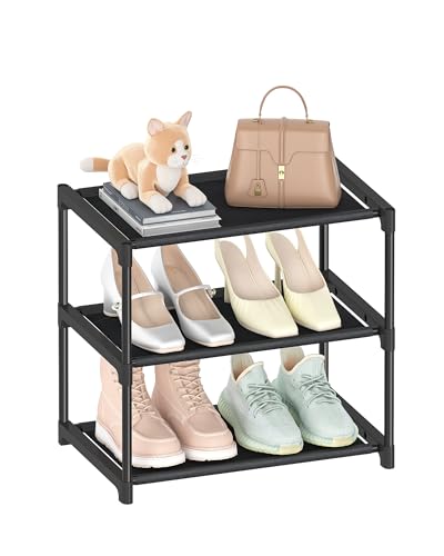 HITHIM 3-Tier Narrow Shoe Rack - Stackable Organizer for Entryway