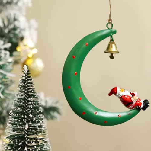 Santa Moon Shape Christmas Pendant Ornament - Festive Decor