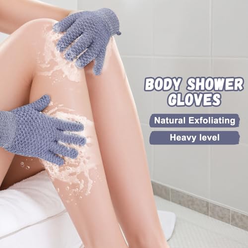 Exfoliating Dual Texture Bath Gloves for Body Scrub and Dead Skin Removal