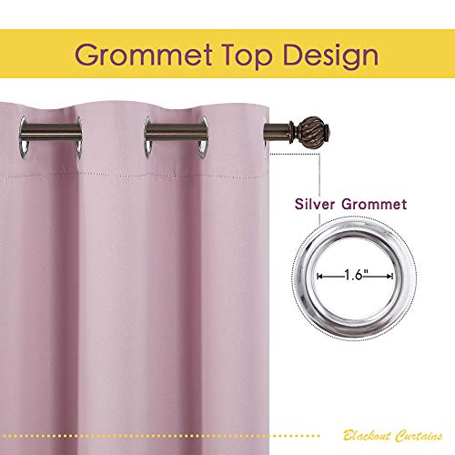 NICETOWN Baby Pink Blackout Curtain Panels - Thermal Insulated Grommet Drapes, 42x45 Inch (1 Pair)
