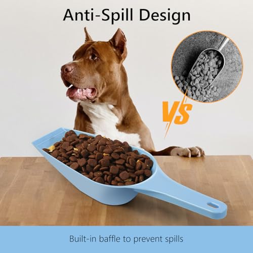Swesara 2-Cup Dog Food Scoop with Measuring Lines - Blue