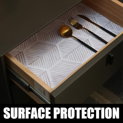Amiitay Non-Slip Shelf Liner - 12" x 118" Waterproof Geometric Cabinet Mat