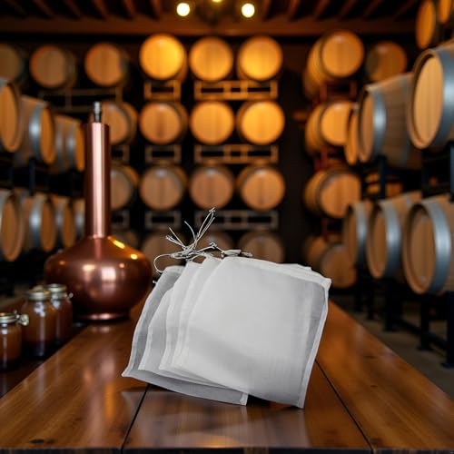 5 Pcs Nylon Straining Bags Fine Mesh for Homebrew Beer Wine 6x7.8 Inch