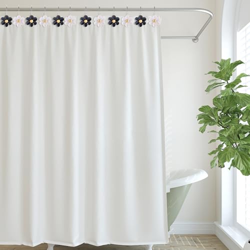 Elegant Floral Shower Curtain Hooks - 12 Rust-Proof Metal Rings