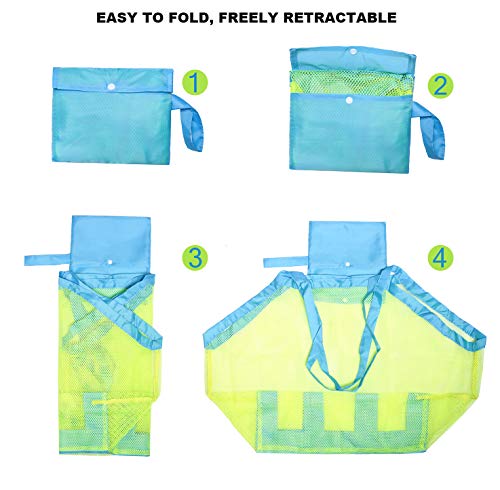 Meejaa Mesh Beach Bag - Large Foldable Toy Storage Tote for Kids