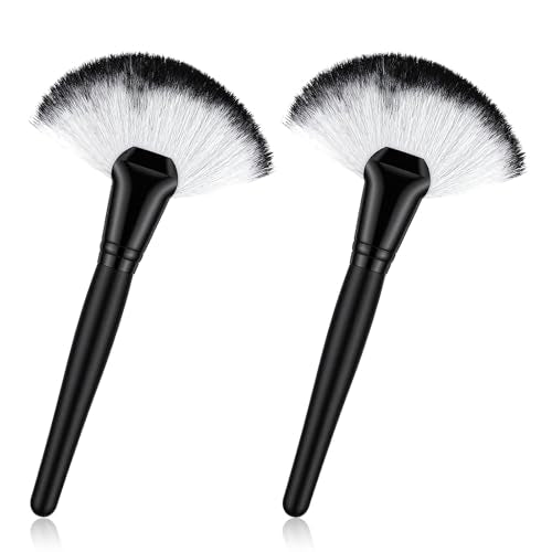 Ymapinc 2-Piece Fluffy Fan Makeup Brush Set for Highlighter & Powder