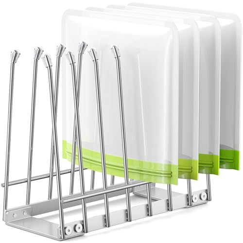 Metal Reusable Bag and Bottle Drying Rack - Silver Kitchen Organizer