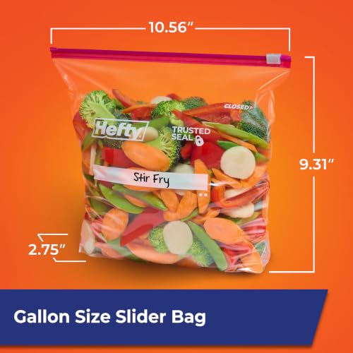 Hefty Slider Gallon Storage Bags, 66 Count - Extra Strong Seal