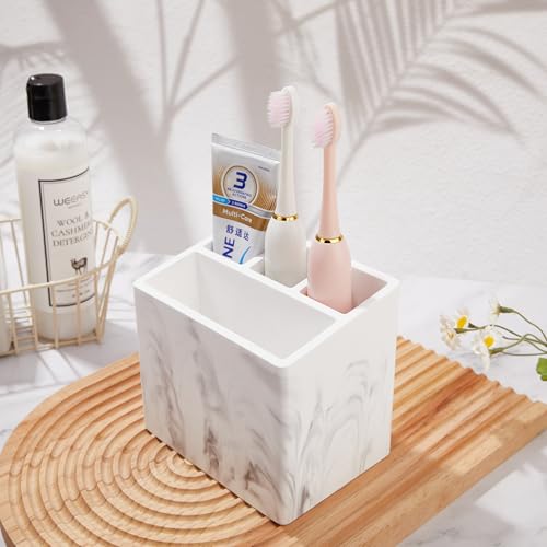 Diatomite Toothbrush Holder with 4 Slots for Bathroom Countertop, Kids & Electric Toothbrush Organizer