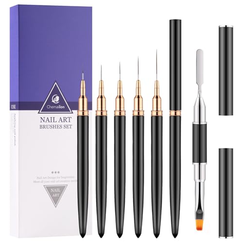 6-Pack Dual-Ended Nail Art Liner Brushes & Dotting Tools for Gel
