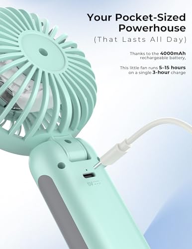 Raynocti Handheld Misting Fan, Portable Rechargeable Cooling Fan - Blue