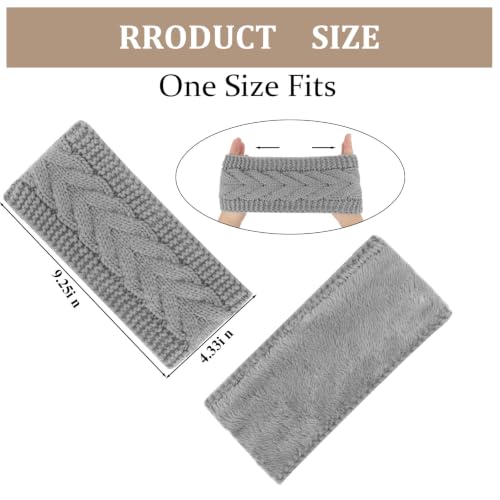KIUEZIR 3-Pack Winter Knit Headbands Fleece Lined Ear Warmers