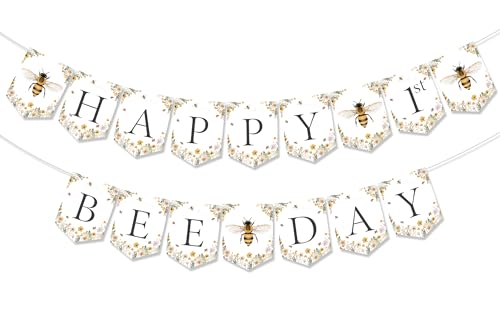 Happy 1st Bee Day Banner - Bumblebee Birthday Decorations