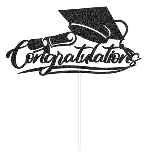 Elegant Graduation Cake Topper 2026 with Cap & Diploma
