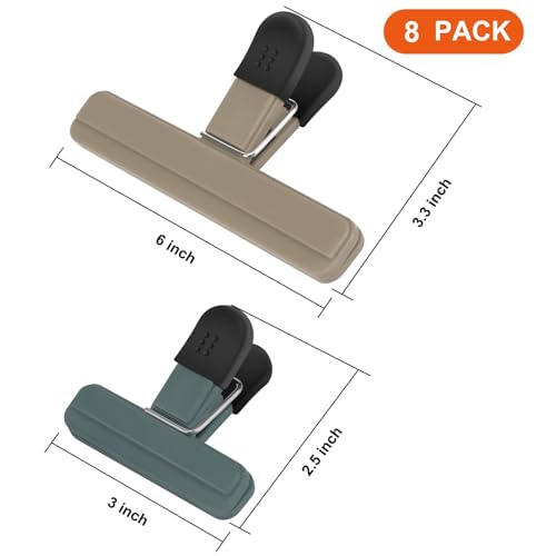 TACGEA 8-Pack Food Clips with Airtight Seal - Large & Small Bag Clips