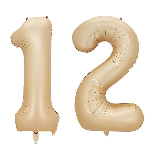 40 Inch Number 12 Foil Balloon Caramel for Birthday Party Anniversary