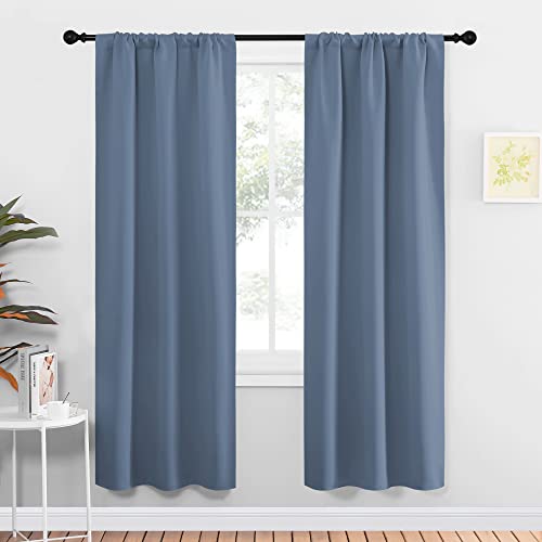 NICETOWN Blackout Curtains - 34" x 72" Stone Blue Thermal Insulated Drapes