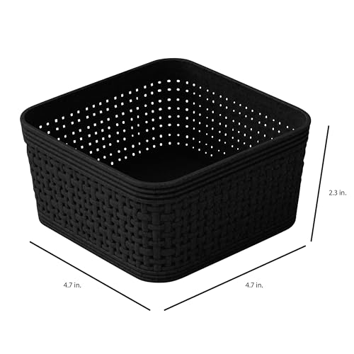 Simplify 6-Pack Square Baskets Set - Matte Black Storage Solution