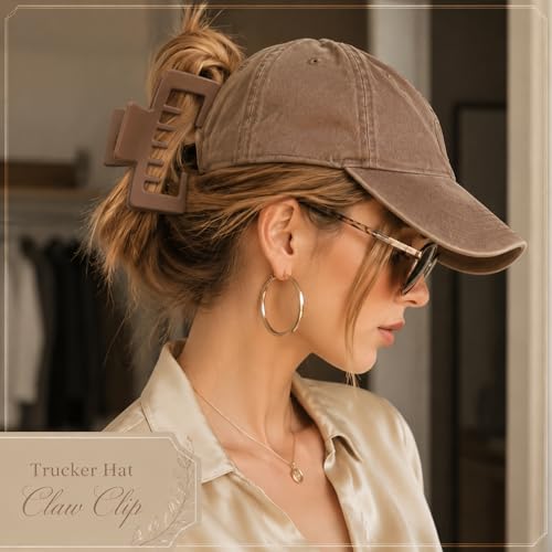 ZHYACPA 6-Piece Hat Claw Clip for Women - Large Non-Slip Hair Clips for Baseball Caps