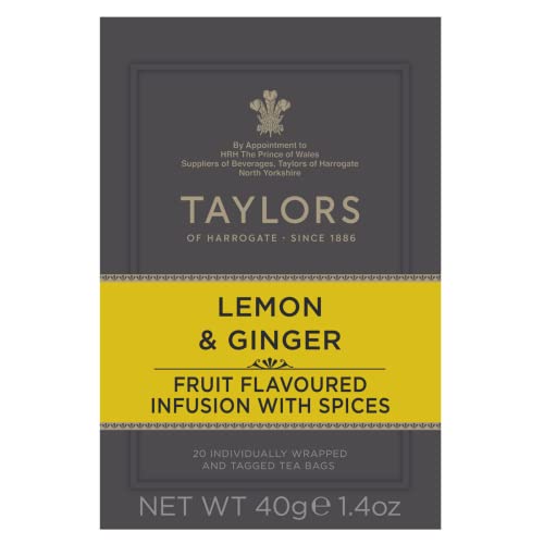 Taylors of Harrogate Lemon & Ginger Herbal Tea - 40 Individually Wrapped Bags