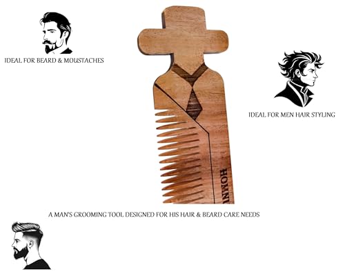 Sandalwood Pocket Hair Comb for Men - Wooden Detangling & Beard Grooming Comb